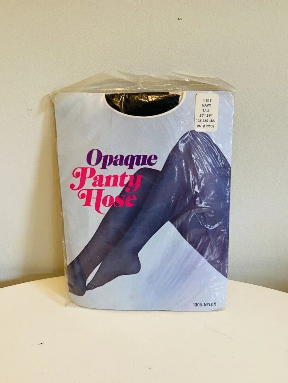 Vintage Opaque Pantyhose, NOS, Navy, Size Tall 5'7-5'9 135-160 lb. 100% Nylon